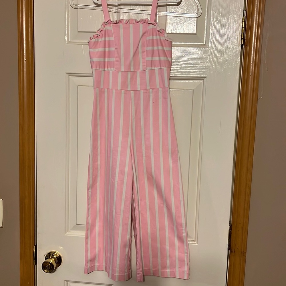 GB Girls pink and white stripe romper